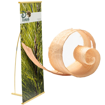 Wooden banner stand ecological marketing event exhibition green values