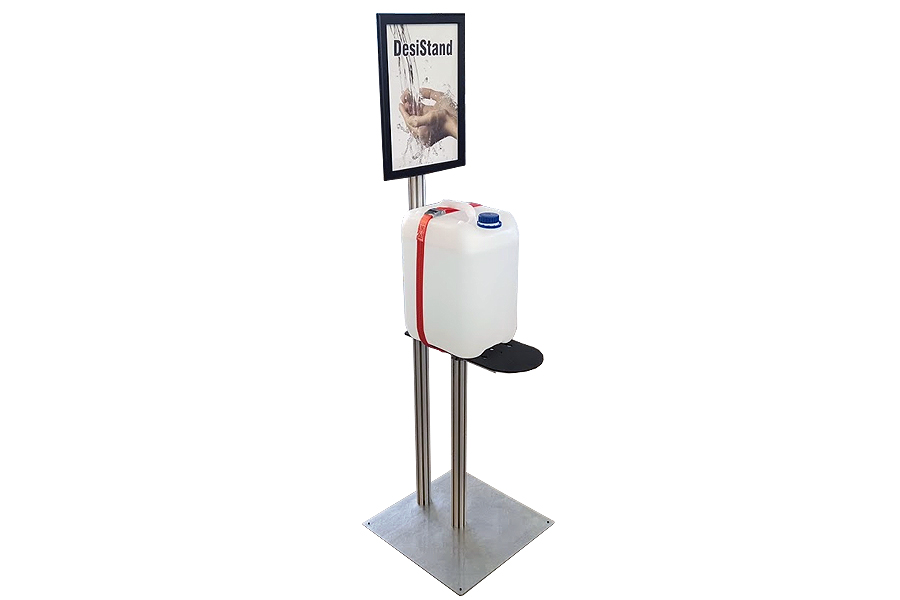With a DesiStand floor standing foot your PatentDispenser can be placed exactly where sanitation is needed