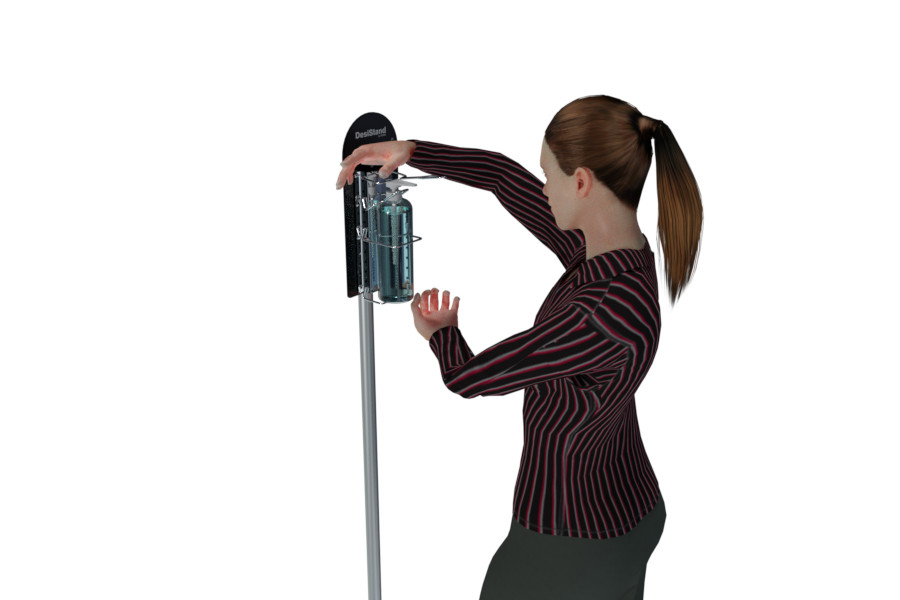 With a DesiStand floor standing foot your PatentDispenser can be placed exactly where sanitation is needed