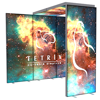 I-formad ändmonter LUXIA 3x3 mässmonter med LED belysning