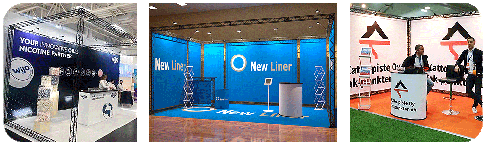 TRUSS 6x3 modular exhibition stand with easy to build features and a lot of extras. Price quote.